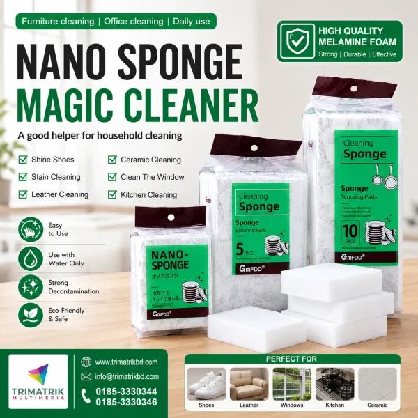 The Ultimate Guide to Melamine Foam Nano Sponges: The Kept Secret of Professional Cleaners 1 Clean World Magic Sponge Eraser Foam Cleaner দিয়ে দেয়াল, টাইলস, রান্নাঘর, বাথরুম ও জুতার কঠিন দাগ সহজে পরিষ্কার করুন। কেমিক্যাল ছাড়াই কার্যকর ক্লিনিং সমাধান